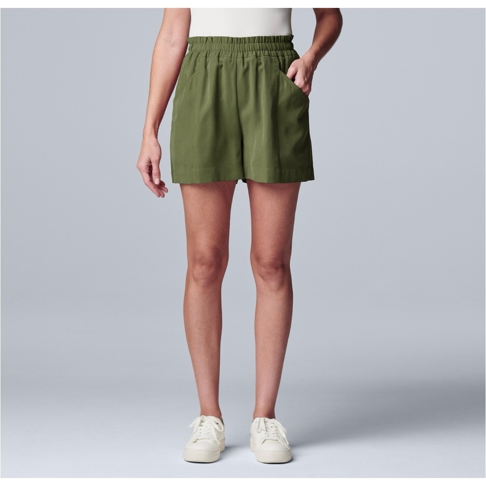 NWT Simply Vera Vera Wang High-Waisted Soft Shorts Green Size XXL